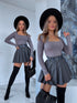 Gray, basic PUSH-UP top with square neckline